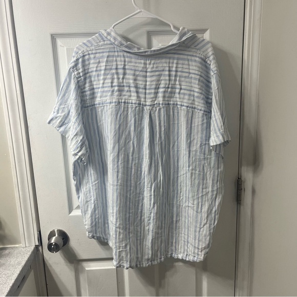 Women’s XXL (bundle of 2) Blue and white linen striped beach blouses - Picture 3 of 8